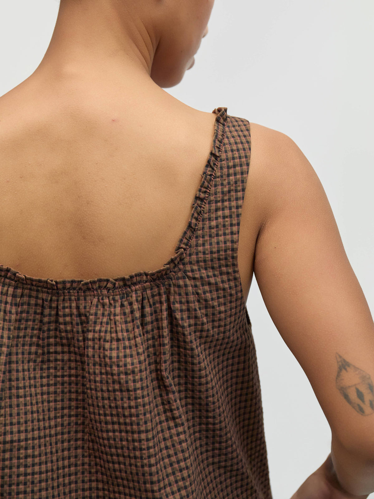 The Gabby Dress: Brown/Navy/Red