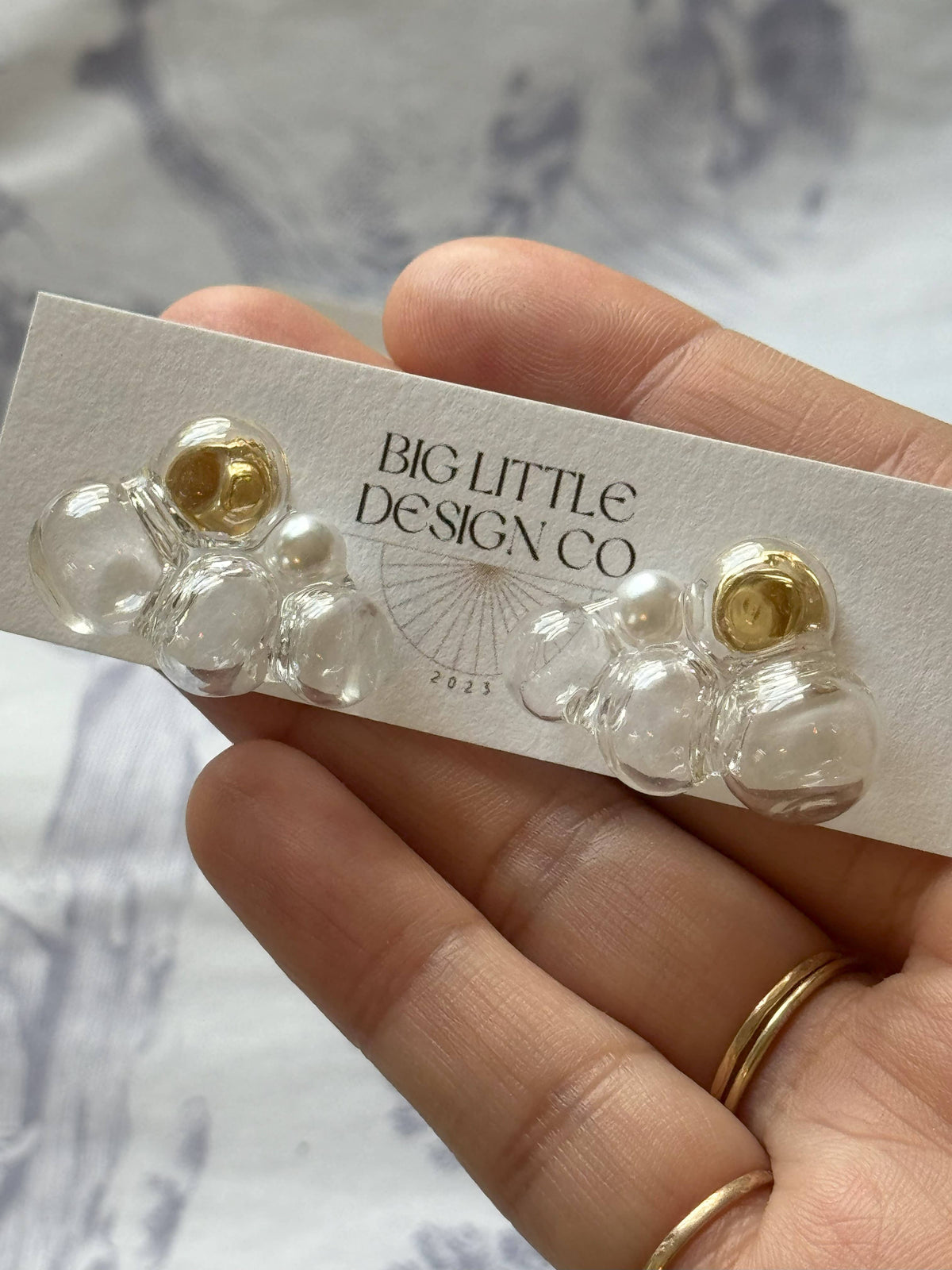 Glass Bubble Earrings: Cloud Collection (Faux Pearls)