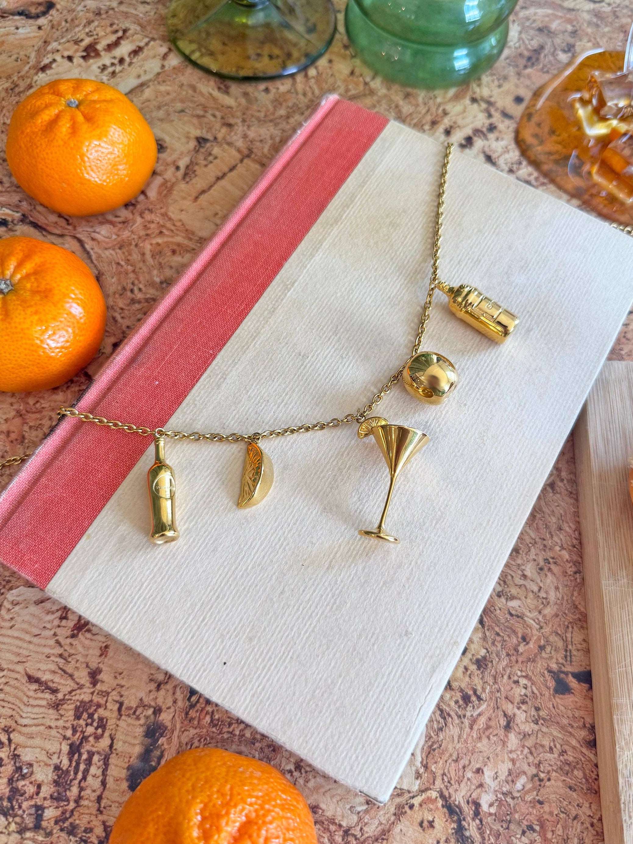 Martini Charm Necklace: Gold