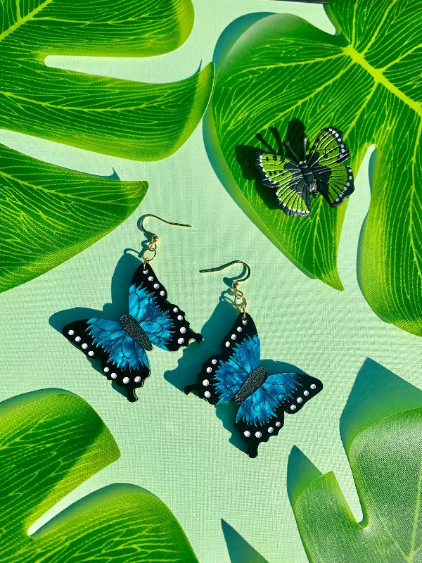 Blue Morpho Butterfly Earrings