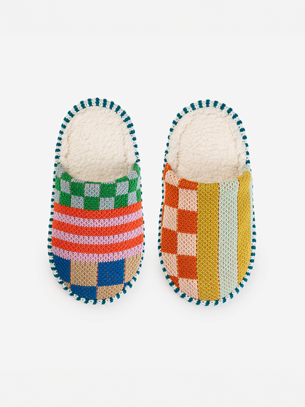 Pattern Patch Slide Slippers: Candy