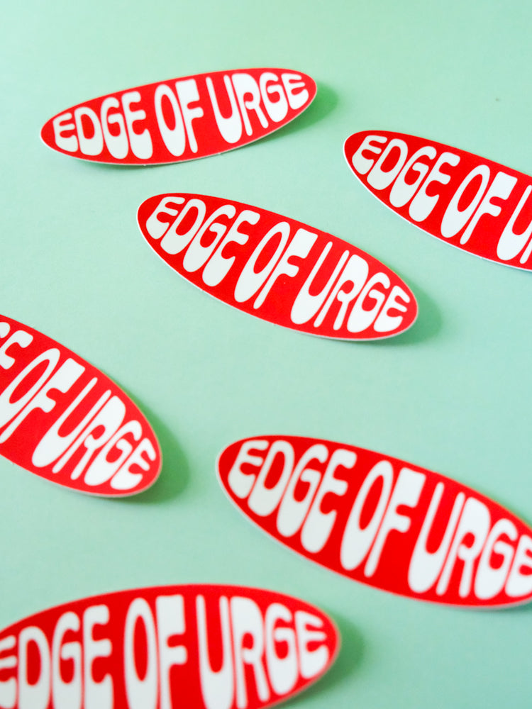 EOU Groovy Oval Sticker: Red