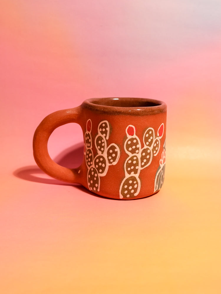 Colorful Cactus House Mug: Orange
