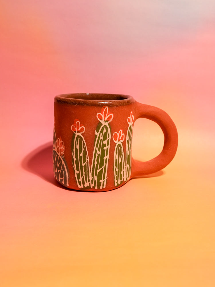 Colorful Cactus House Mug: Orange