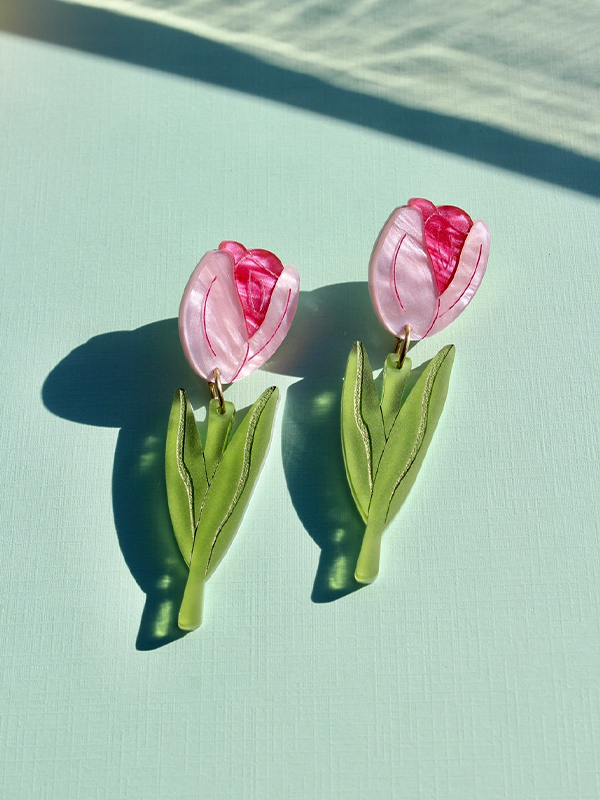 Tulip Earrings: Pink
