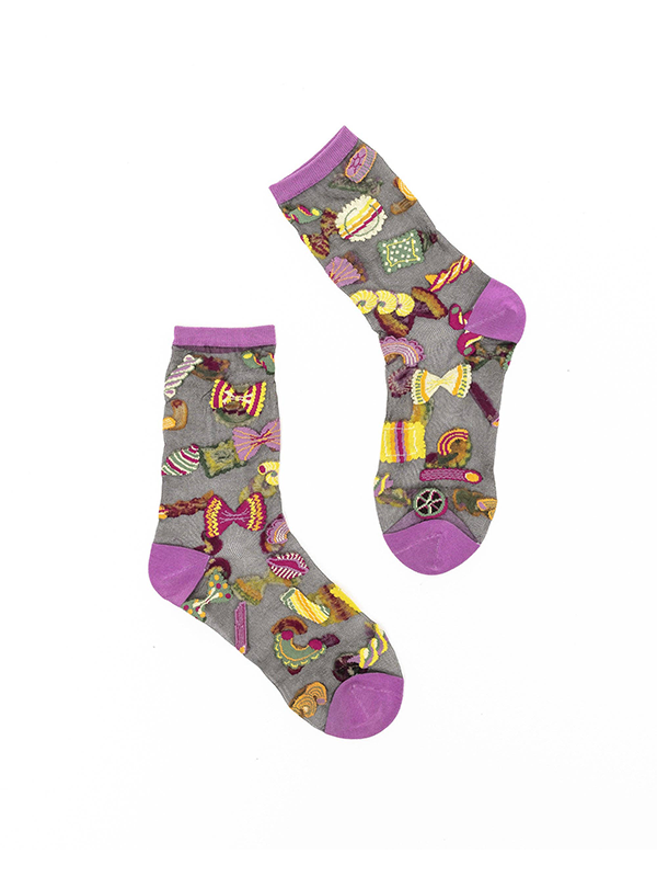 Pasta Lover Black Sheer Crew Sock