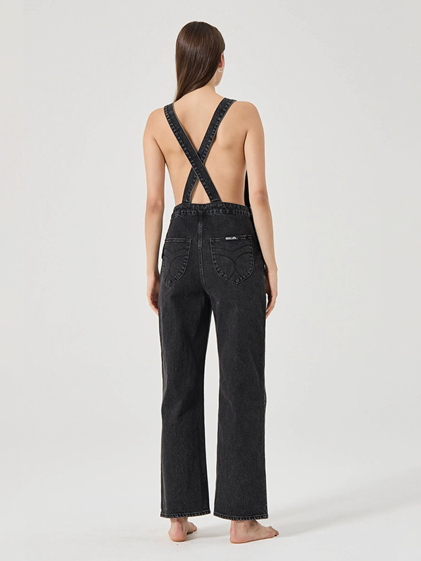 Stevie Relaxed Overalls: Black Sand