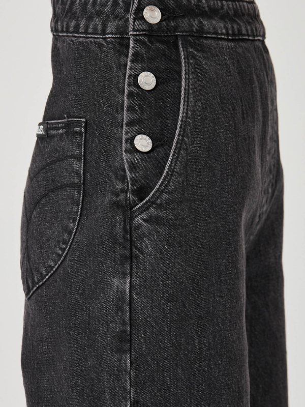 Stevie Relaxed Overalls: Black Sand