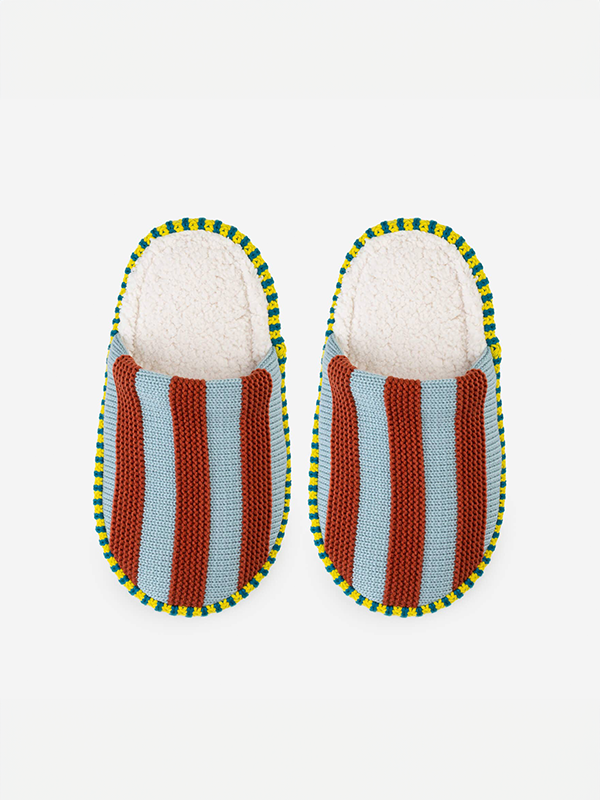 Super Stripe Slide Slippers: Stone Blue Rust