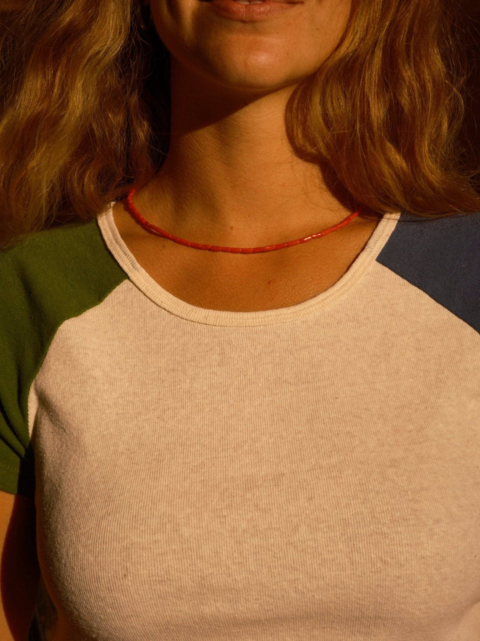 Colorblock Ribsy Tee: Navy & Rover Green