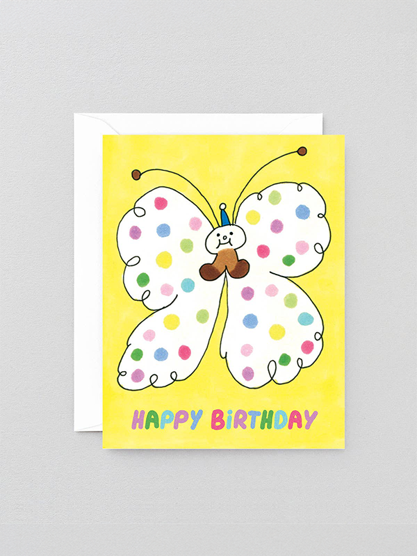 Happy Birthday Spotty Butterfly Kids Card