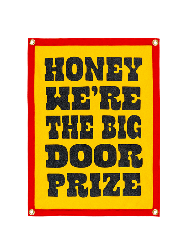 John Prine x Oxford Pennant: We're The Big Door Prize Camp Flag