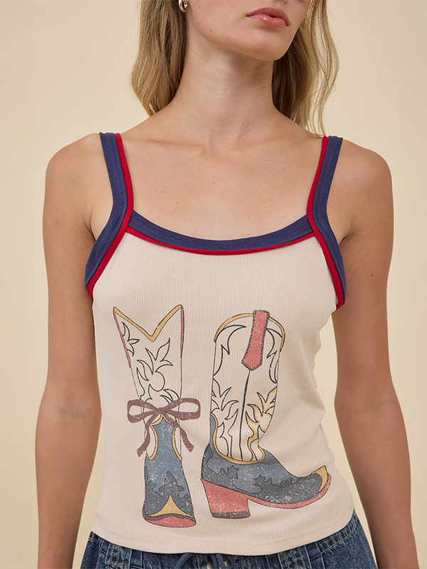 Vintage Cowboy Boots Graphic Rib Tank