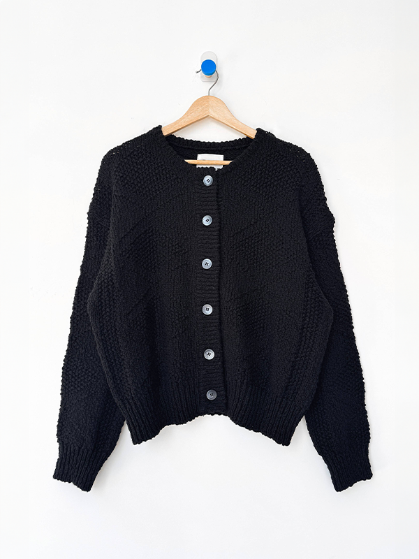 Mason Cotton Cardigan: Black
