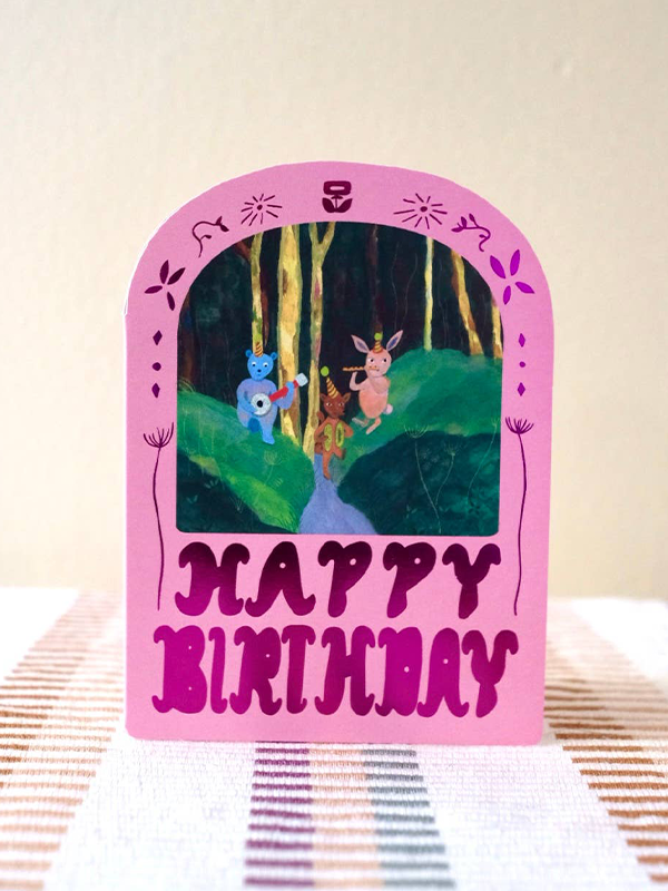 Forest Birthday Party Die Cut Card