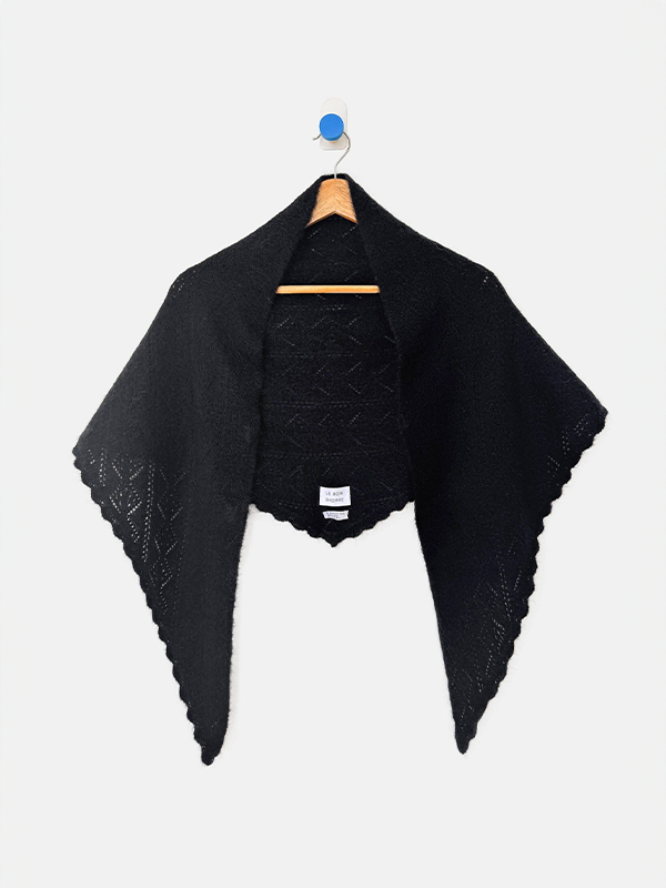 Mohair Pointelle Shawl: Onyx
