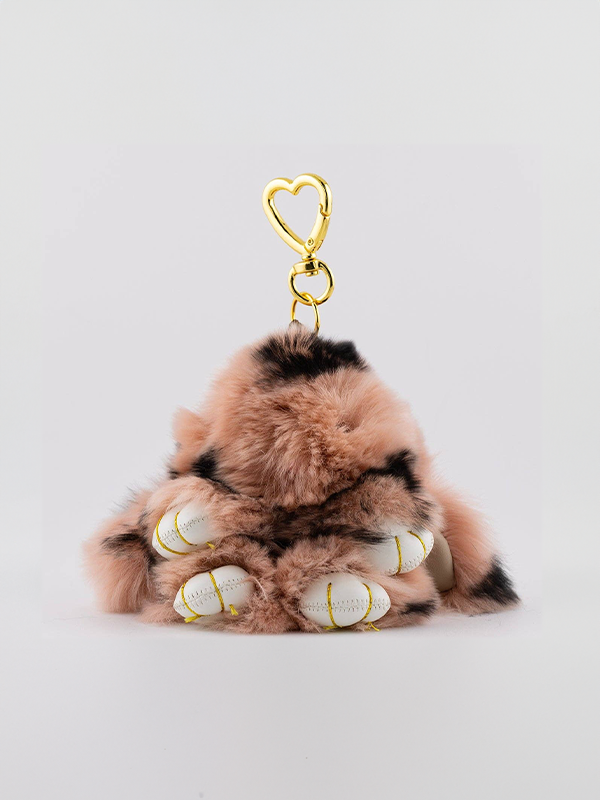 Fluffy Bunny Keychain: Pink/Black