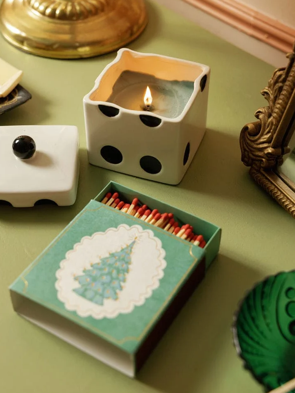 Lucky Dice Ceramic Candle: Misted Lime 10 oz