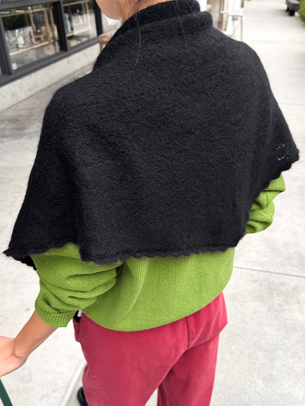 Mohair Pointelle Shawl: Onyx