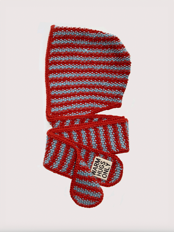 Balaclava Scarf: Terracotta & Light Blue (FINAL SALE)