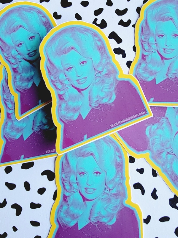 Multi-Colored Dolly Sticker: Blue