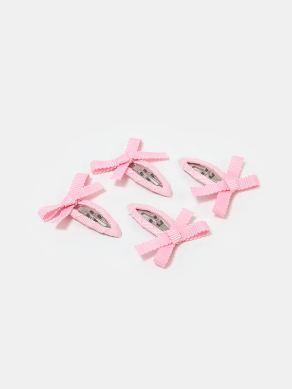 Mini Bow Snap Clips: Blush (Set of 4)