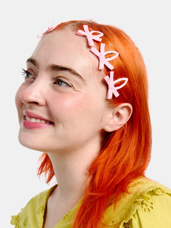 Mini Bow Snap Clips: Blush (Set of 4)
