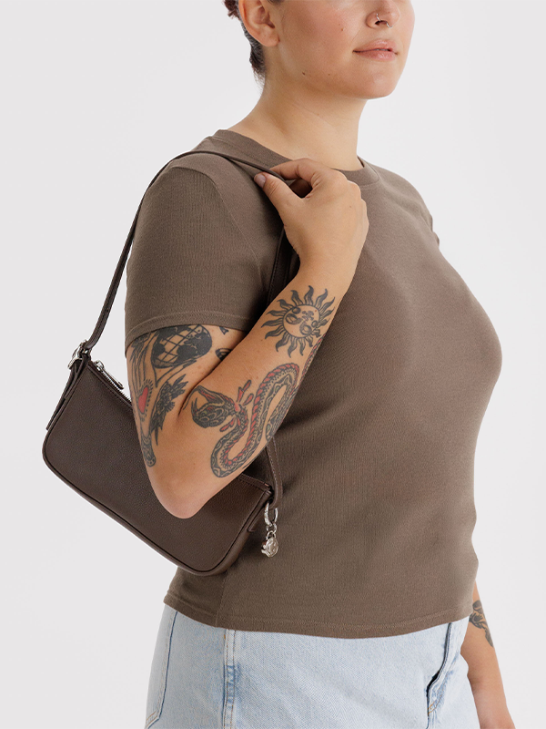 Recycled Leather Pochette: Brown