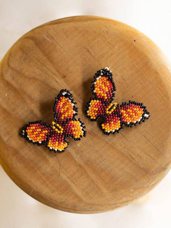 Beaded Butterfly Earrings: Little Tiger