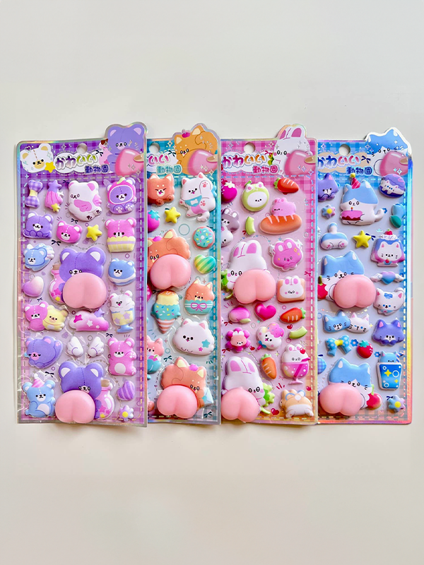 Animal Squishy Butt Stickers: Assorted