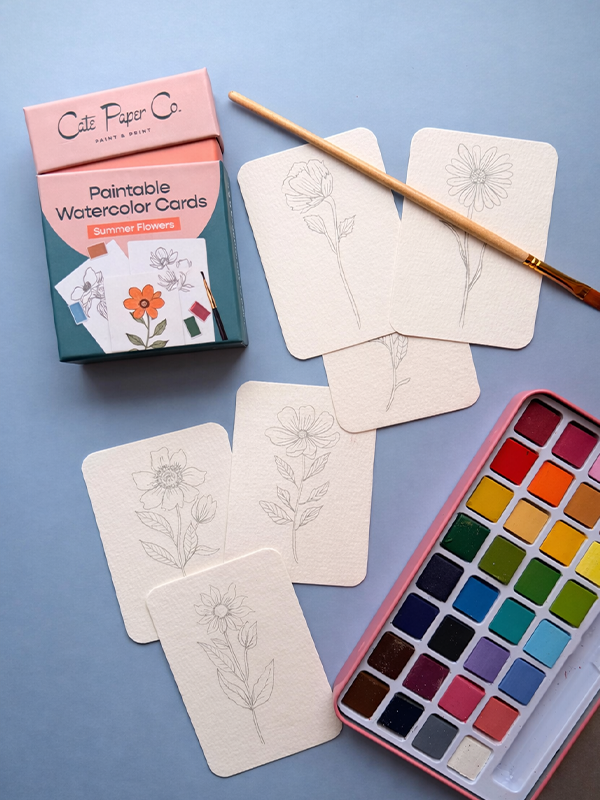 Paintable Watercolor Card Deck: Summer Flowers