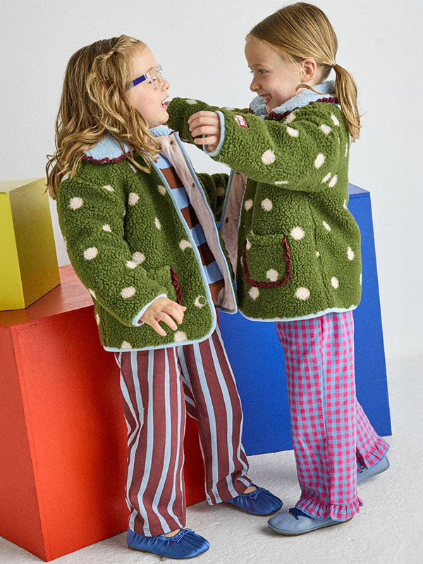 Polka Dot Printed Fleece Jacket