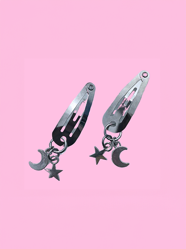 The Moon and Stars Mini Hair Clips: Set of 2