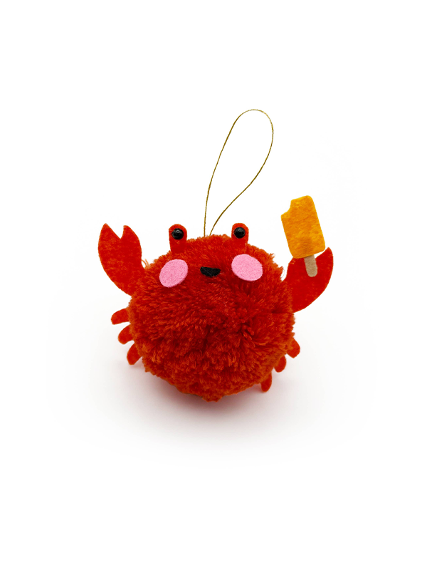 Pom Pom Ornament: Creamsicle Crab