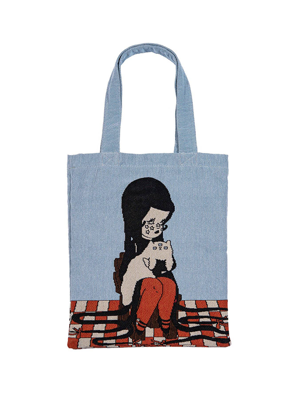 Love Cats Blanco Woven Tote