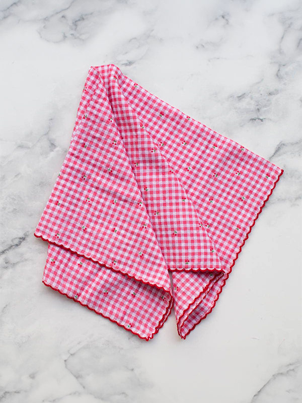 Cottage Mini Checkered Cherry Scarf: Pink