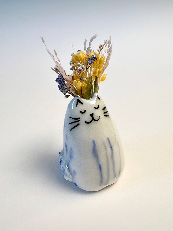 Mini Porcelain Cat Vase