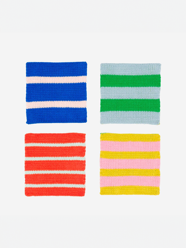 Patchwork Stripe Coaster Set: Rainbow