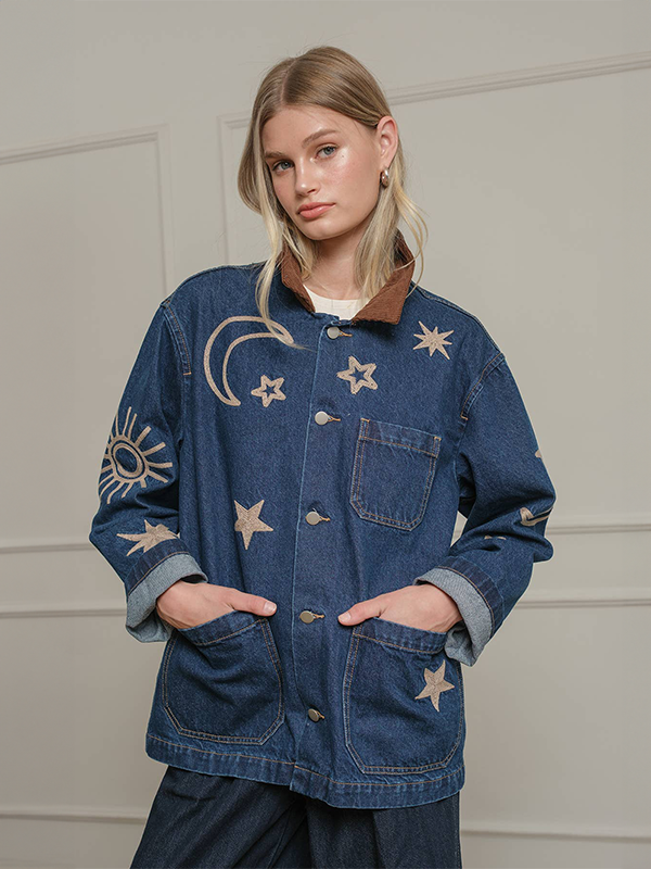 Celestial Embroidered Denim Jacket – Edge of Urge