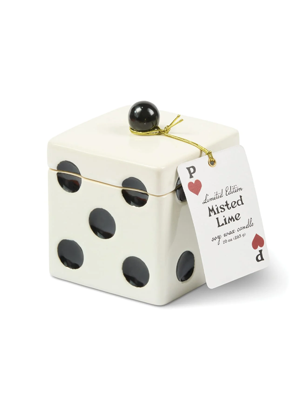 Lucky Dice Ceramic Candle: Misted Lime 10 oz