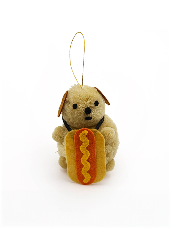 Pom Pom Ornament: Hot Dog Doggie