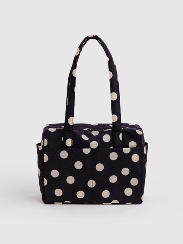 Everyday Cloud Bag: Black and Cream Polka Dot