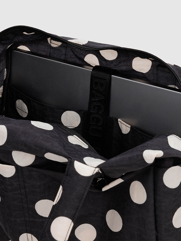 Everyday Cloud Bag: Black and Cream Polka Dot
