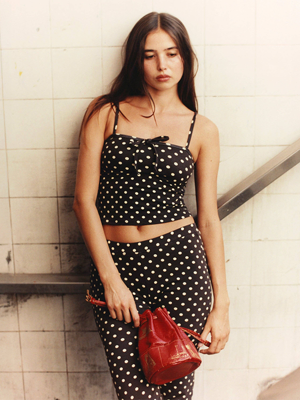 Tie Cami: Mocha Polka Dot