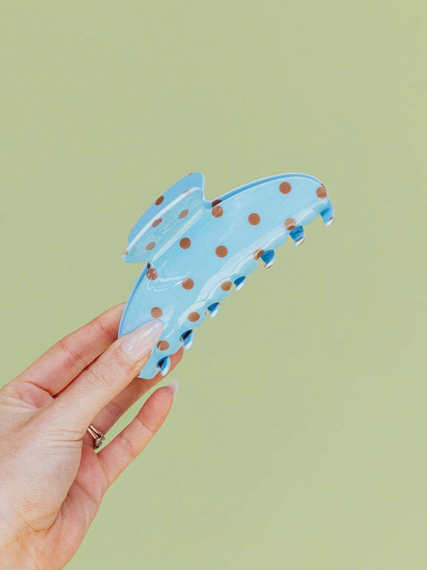 Brown & Blue Polka Dot Claw