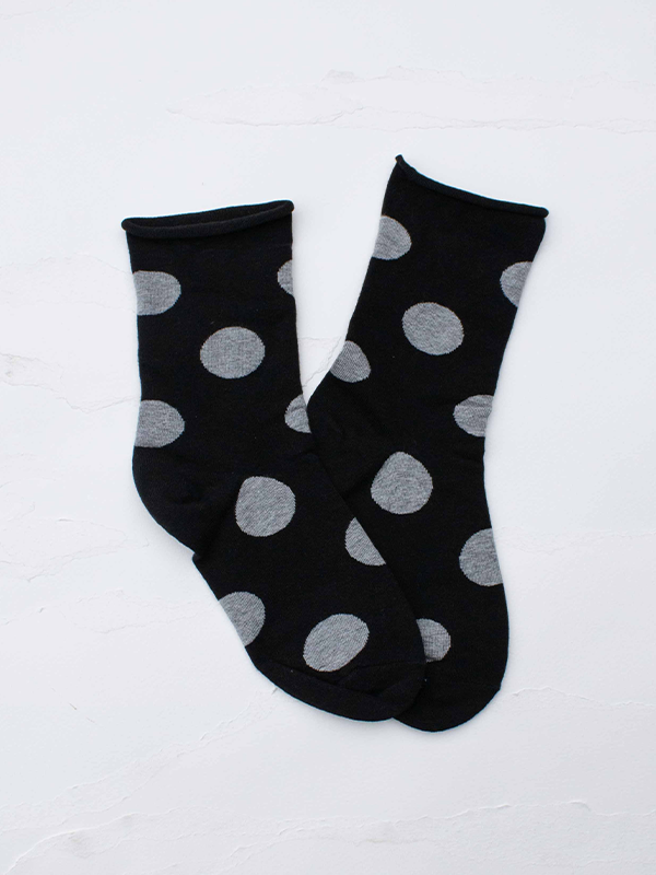 Golden Dot Everyday Crew Socks: Black