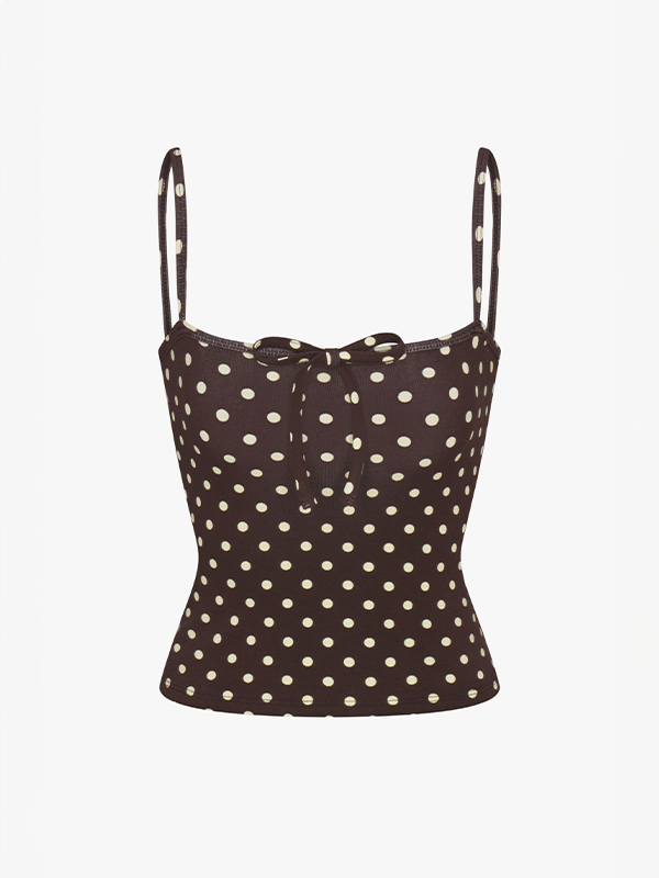 Tie Cami: Mocha Polka Dot