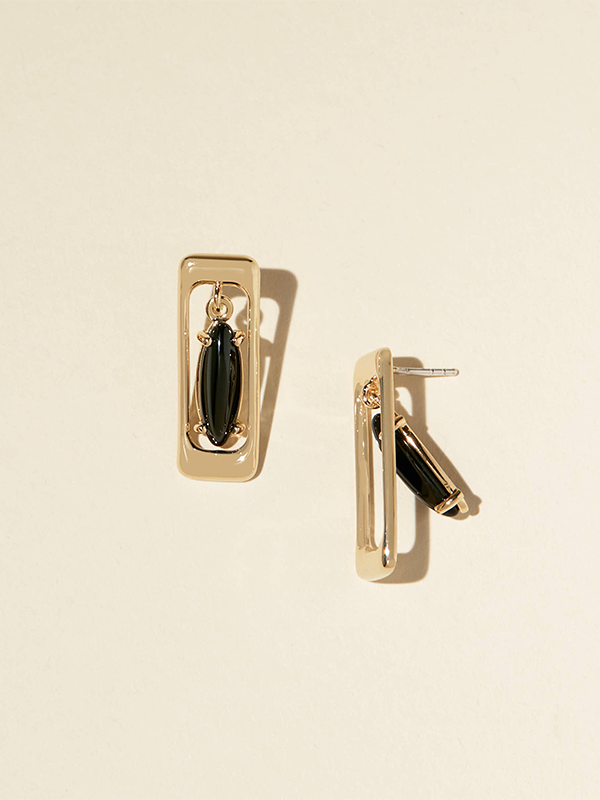 Concord Earrings: Gold Plated (Black)