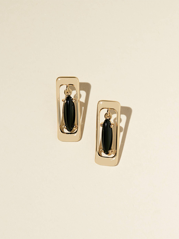 Concord Earrings: Gold Plated (Black)