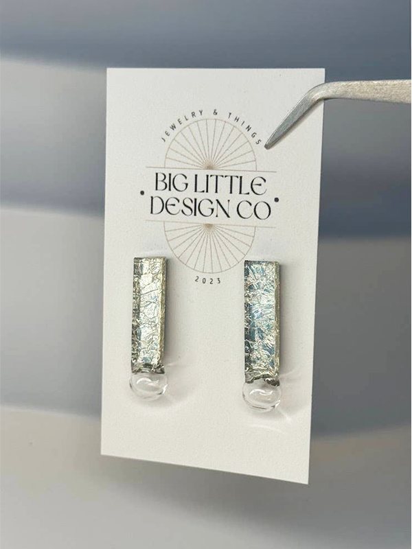 Rectangle Crackle Bubble Studs